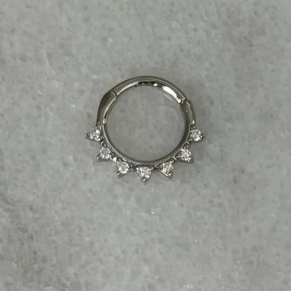 Modest Lu Jewelry - Sterling Silver Crystal Spike Helix Daith Conch Cartilage Hoop Earring